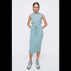 🎊Zara dusty blue plush Top and midi Skirt.🎊 Co-ords-set.
